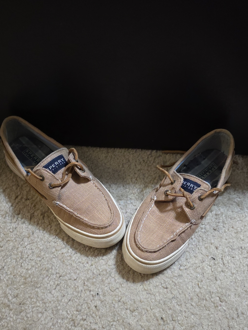 Sperry Women's Tan Canvas 2-Eye Boat Shoes